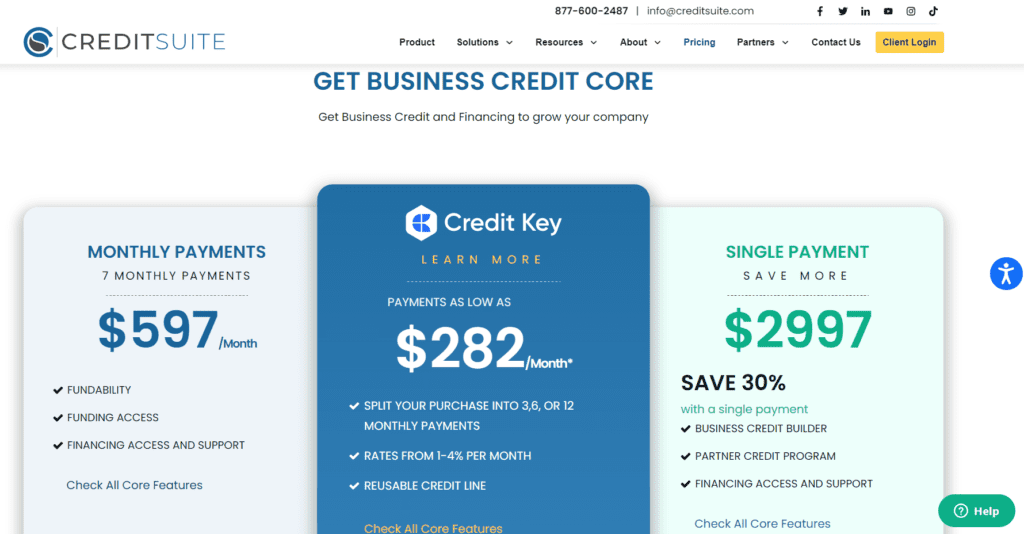 BUSINESS CREDIT BUILDER pricing